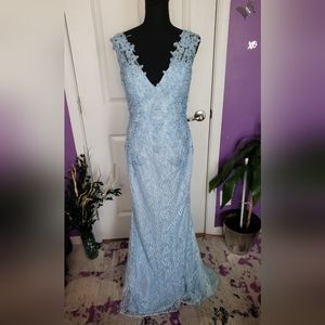 Womens Bridesmaid Mermaid / Trumpet Luxurious Floral Lace Dress (8/10) NWOT